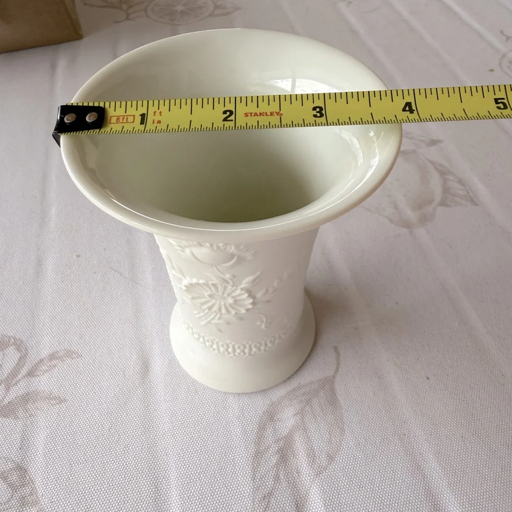 Kaiser, White Porcelain Embossed Floral Accent Vase, Made in Germany